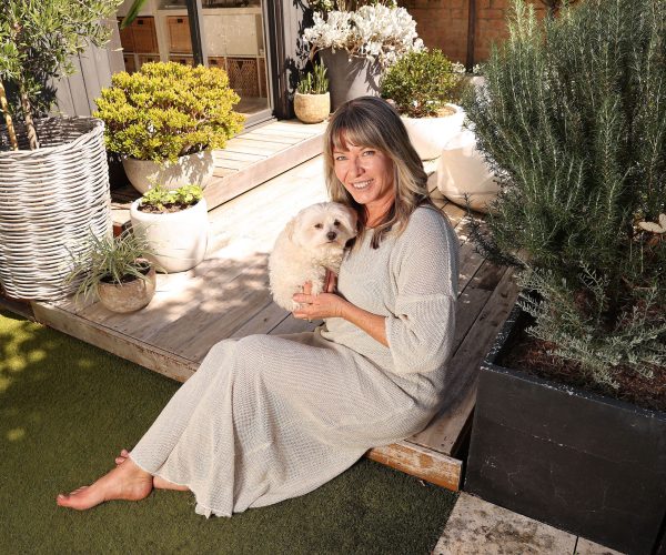 STM. My Space. Denise Staffa, Landscape designer at Outside In. Pictured with dog Jack.
